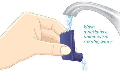 Wash mouthpiece under warm running water Wash mouthpiece under warm running water